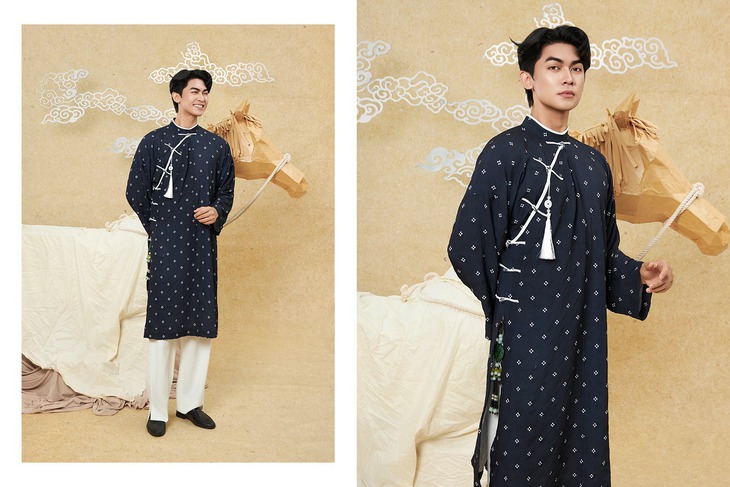 Những mẫu áo dài nam không thể bỏ qua dịp Tết 2026 - Ảnh 3. áo dài nam - Ảnh 3.