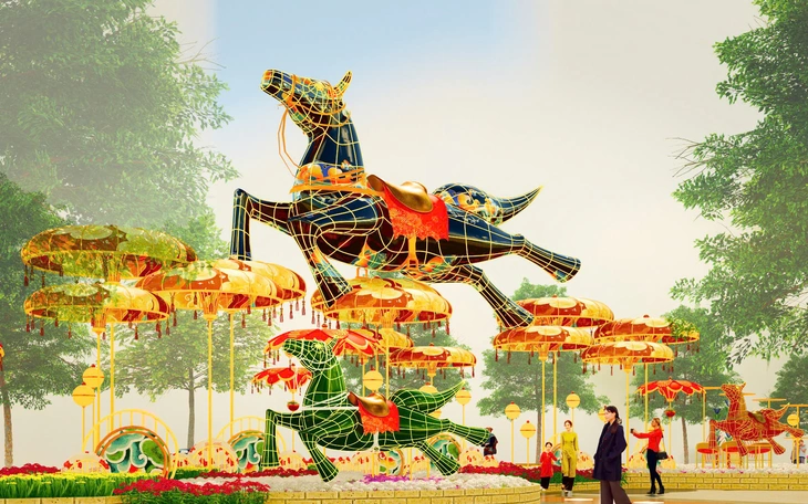 Chợ Bến Thành 'thay áo mới' sau 6 ngày, trung tâm TP.HCM rực rỡ đón Tết - Ảnh 3.