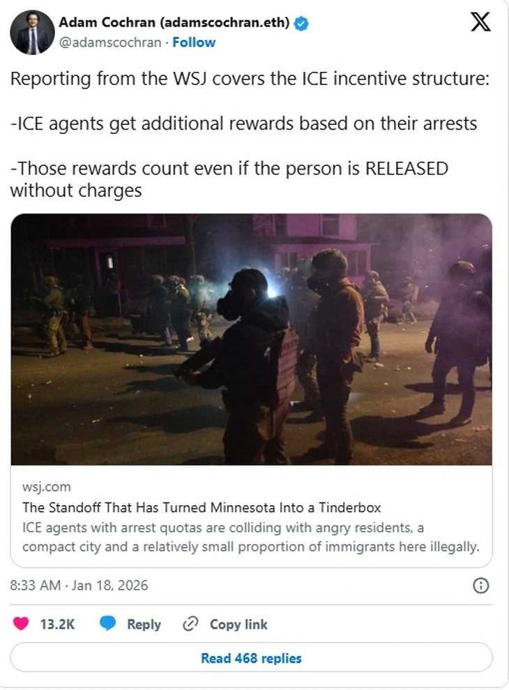 Làm rõ tin đồn nhân viên ICE được thưởng khi bắt người - Ảnh 2.