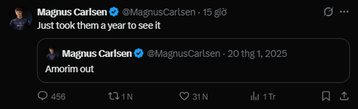 Vua cờ Carlsen 'tiên đoán' Amorim bị sa thải từ 1 năm trước - Ảnh 3.