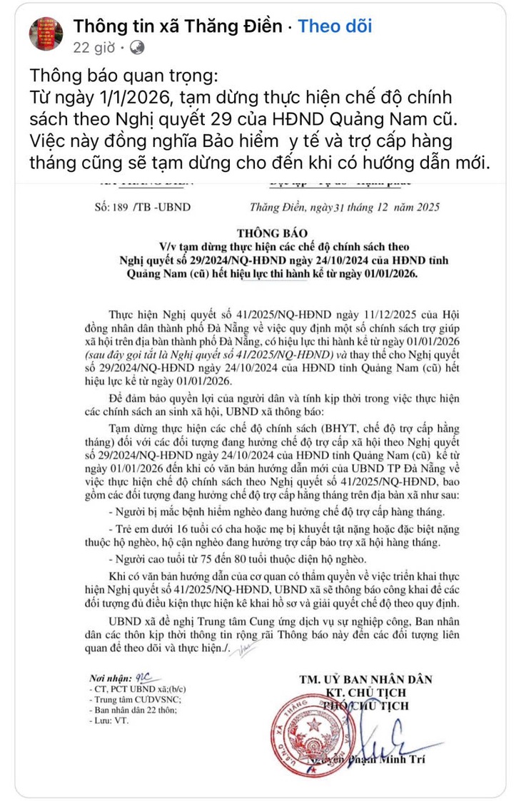 Thực hư chuyện tạm dừng thực hiện chế độ chính sách trợ giúp xã hội ở Quảng Nam cũ - Ảnh 2.
