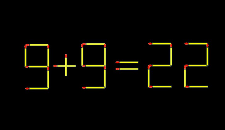 Thử tài IQ: Di chuyển một que diêm để 9+9=22 thành phép tính đúng - Ảnh 1.
