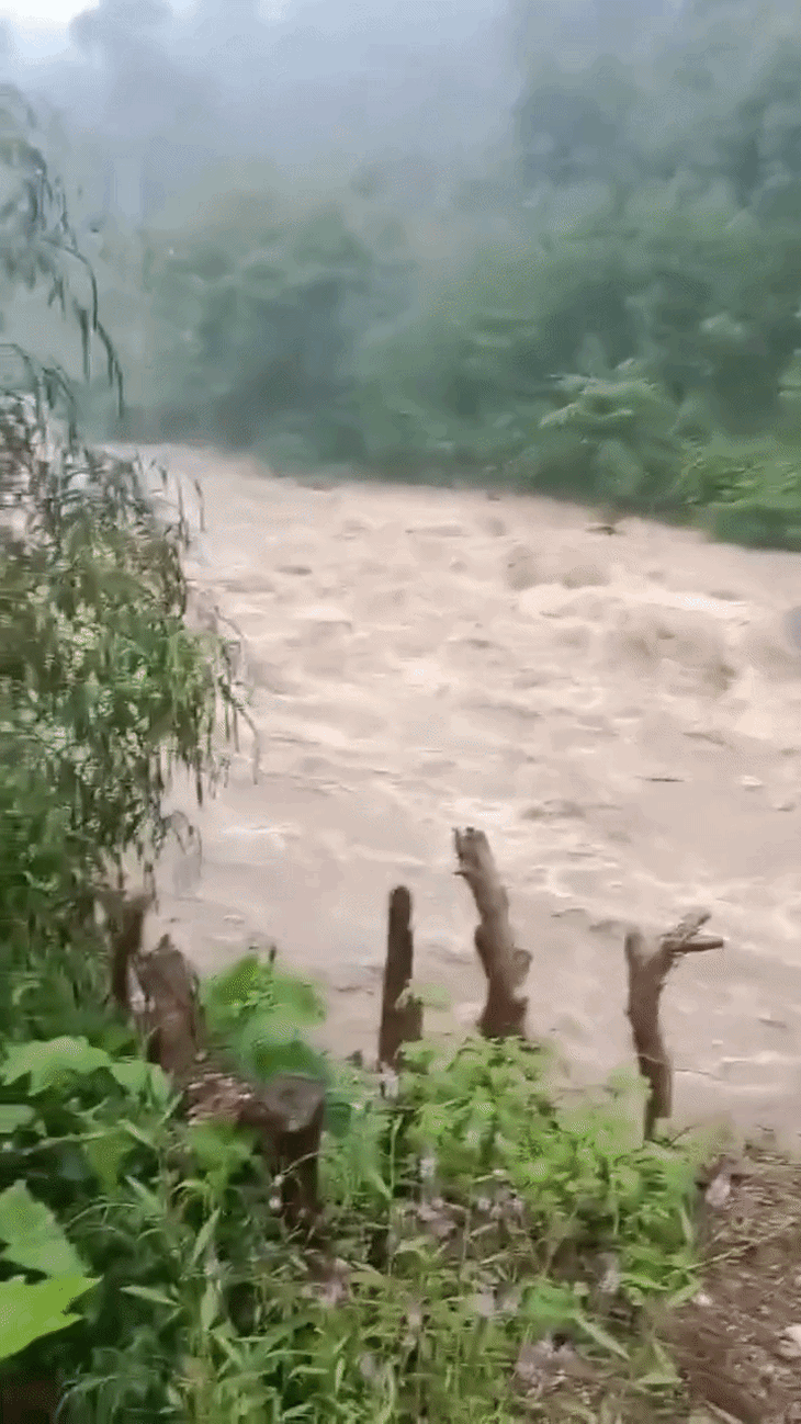 Miền núi Đà Nẵng mưa lớn, nước sông chảy như thác đổ - Ảnh 1.