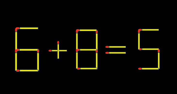 Thử tài IQ: Di chuyển một que diêm để 6+8=5 thành phép tính đúng - Ảnh 1.