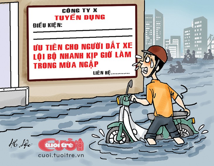 CV mùa ngập nhớ ghi thêm kỹ năng… dắt xe - Ảnh 1.