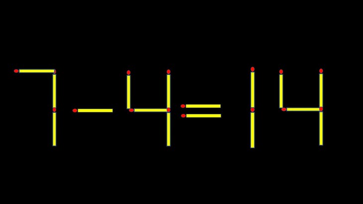Thử tài IQ: Di chuyển một que diêm để 7-4=14 thành phép tính đúng - Ảnh 1.