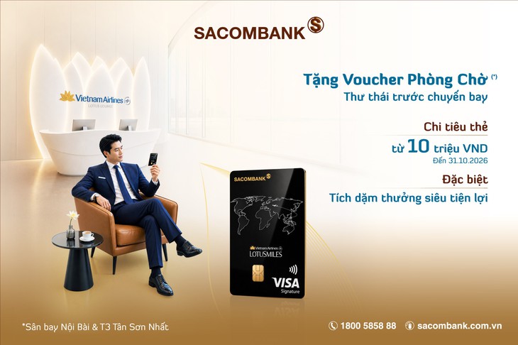SACOMBANK tặng 500 voucher phòng chờ Bông Sen cho chủ thẻ SACOMBANK Vietnam Airlines Visa - Ảnh 1.
