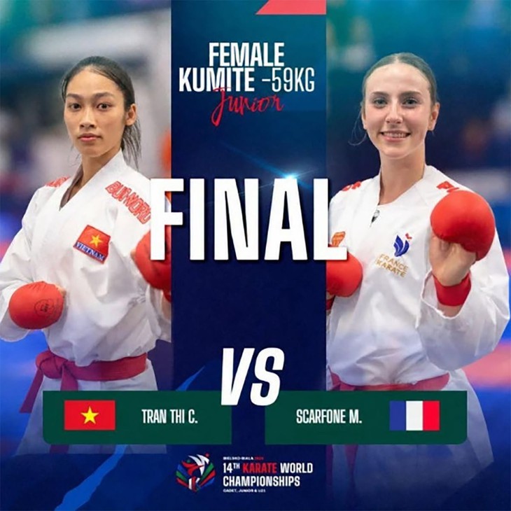 Trần Thị Cẩm Tú giành HCV Karate trẻ thế giới - Ảnh 1.