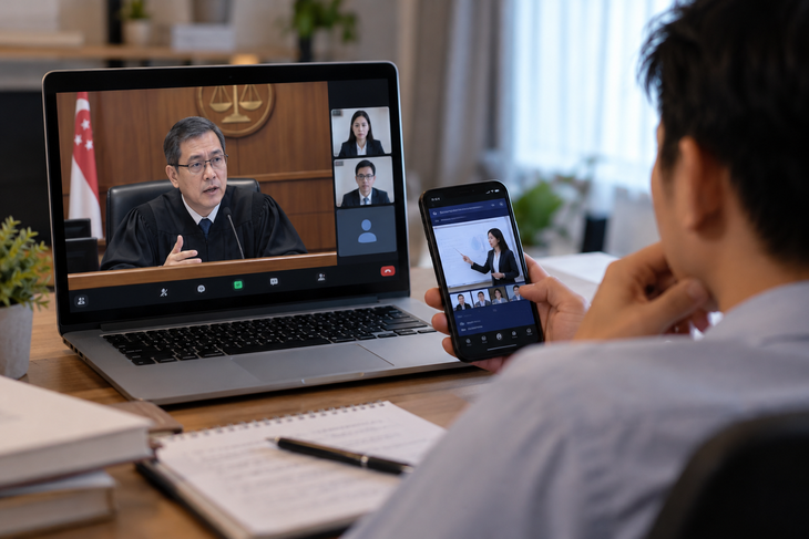Bị phát hiện học online khi đang... hầu tòa - Ảnh 2.