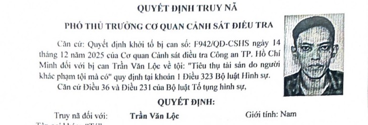 Công an TP.HCM truy nã Trần Văn Lộc - Ảnh 1.