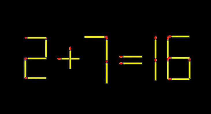 Thử tài IQ: Di chuyển một que diêm để 2+7=16 thành phép tính đúng - Ảnh 1.