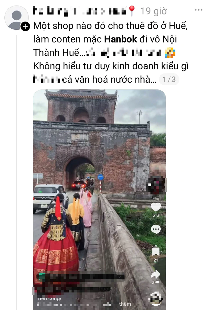 Người mẫu mặc hanbok chụp hình ở di tích Ngọ Môn, tiệm cổ phục Huế bị phản ứng - Ảnh 3.