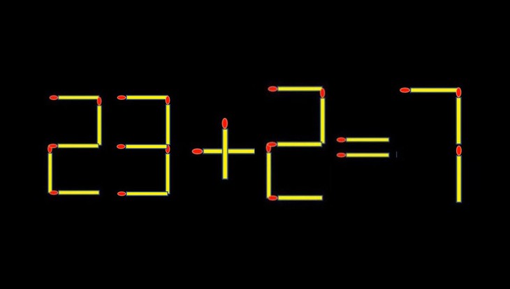 Thử tài IQ: Di chuyển một que diêm để 23+2=7 thành phép tính đúng - Ảnh 1.