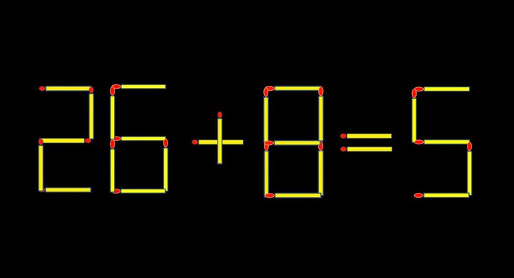 Thử tài IQ: Di chuyển một que diêm để 26+8=5 thành phép tính đúng - Ảnh 1.