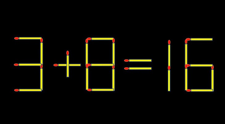 Thử tài IQ: Di chuyển một que diêm để 3+8=16 thành phép tính đúng - Ảnh 1.