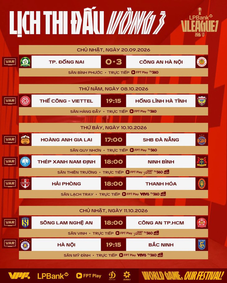Lịch trực tiếp vòng 3 V-League: Nam Định gặp Ninh Bình - Ảnh 1.