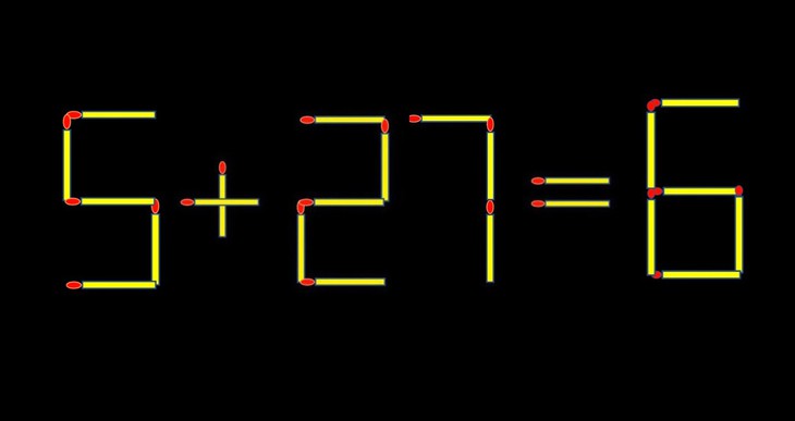 Thử tài IQ: Di chuyển một que diêm để 5+27=6 thành phép tính đúng - Ảnh 1.