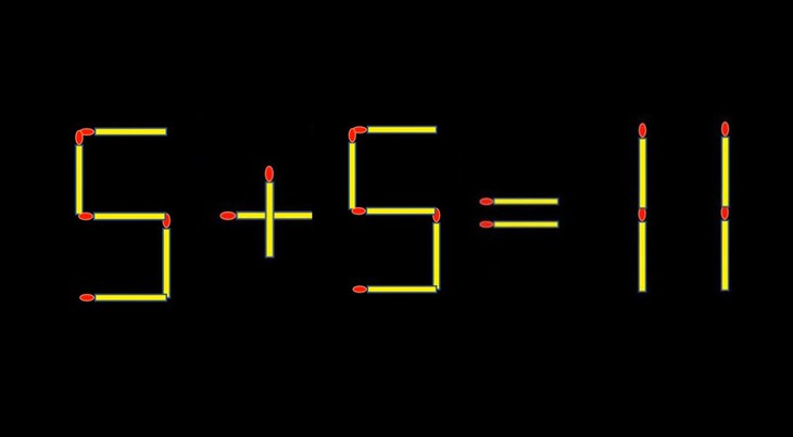Thử tài IQ: Di chuyển một que diêm để 5+5=11 thành phép tính đúng - Ảnh 1.