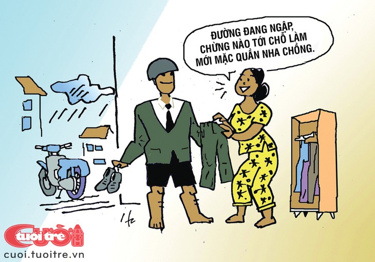 (Nháp) Mưa ngập kéo dài, giờ đi làm cũng phải mặc cả - Ảnh 1.