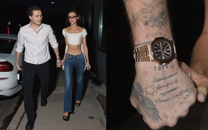 Brooklyn xóa hình xăm tri ân cha nhưng vẫn đeo đồng hồ 250.000 bảng Anh do David Beckham tặng - Ảnh 1.