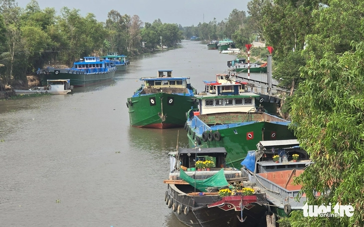Sà lan neo đậu tấp nập trên kênh Tám Ngàn chờ lấy đá - Ảnh 3.