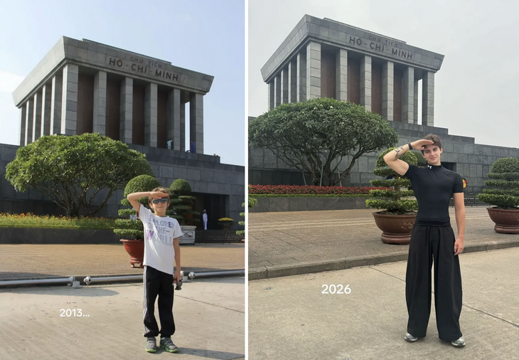 Bức ảnh chàng trai Pháp chụp ở lăng Bác viral sau 13 năm - Ảnh 1.