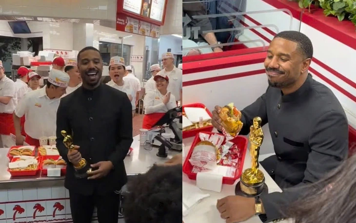 Michael B. Jordan ăn mừng Oscar bằng burger sau khi đánh bại Leonardo DiCaprio - Ảnh 2.