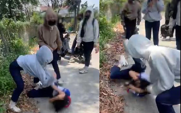 Nữ sinh bị nhóm người đánh, đạp vào mặt, túm tóc kéo lê… quay clip - Ảnh 3.