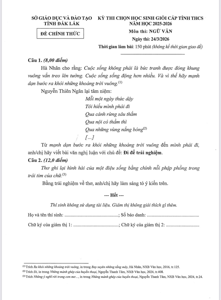 Đề thi HS giỏi văn tỉnh Đắk Lắk 'sai chính tả' lan truyền trên mạng xã hội là giả mạo - Ảnh 2.