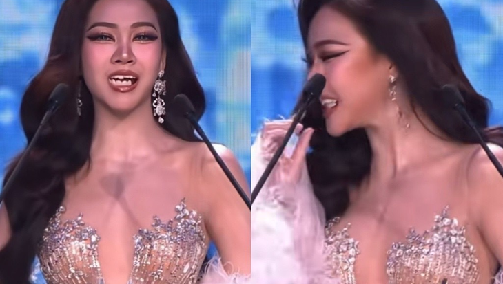 Thí sinh 'Miss Grand' rơi răng giả khi đang hô tên - Ảnh 1.