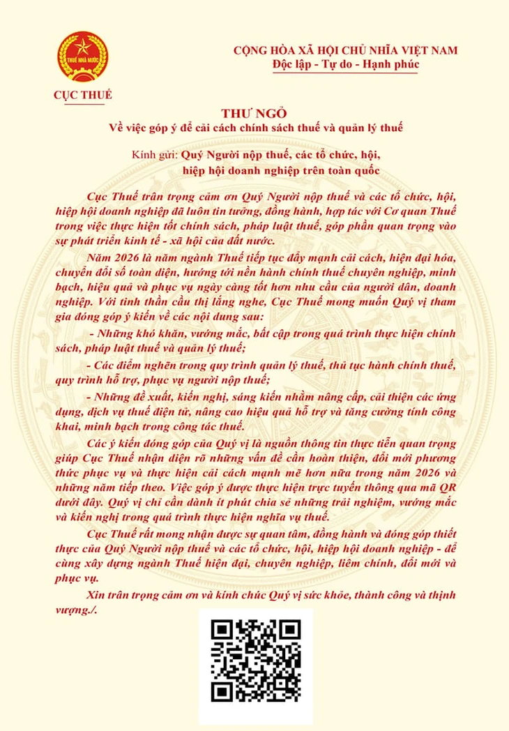 Cục Thuế mời doanh nghiệp, người dân nói thẳng vướng mắc về thuế - Ảnh 2.