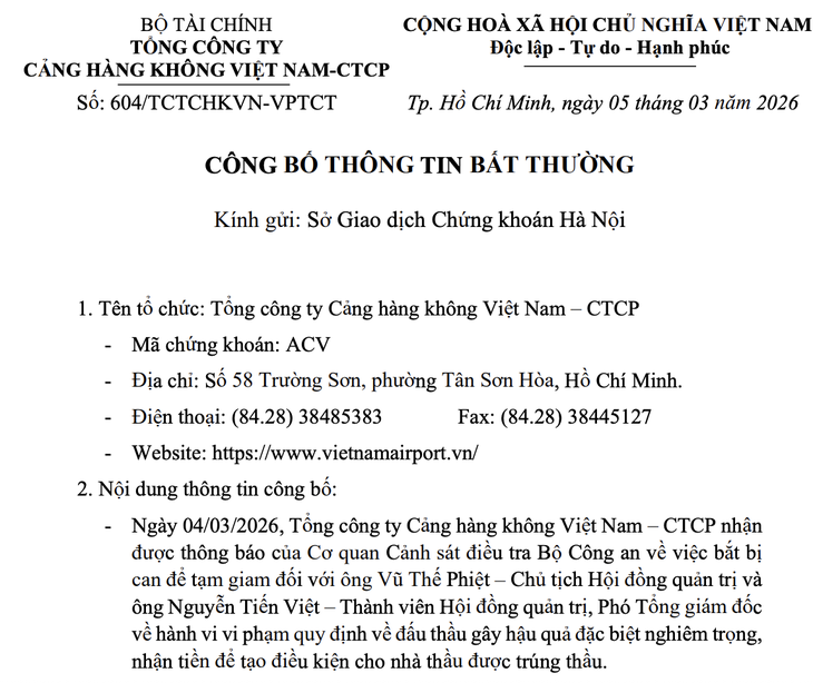 ACV công bố 'Chủ tịch Vũ Thế Phiệt bị bắt vì gây hậu quả đặc biệt nghiêm trọng' - Ảnh 2.