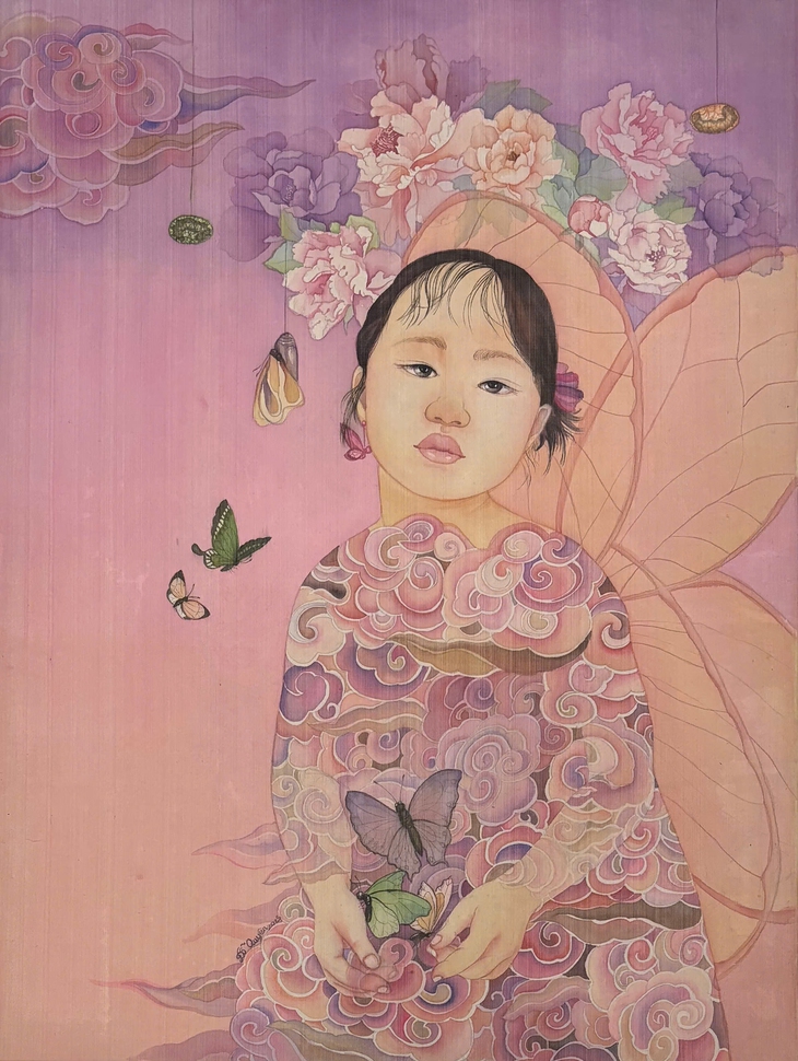 Khi tà áo dài trở thành ‘toan vẽ’ của nữ họa sĩ - Ảnh 7. áo dài - Ảnh 7.