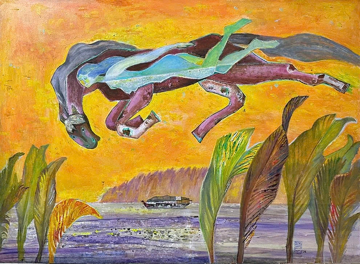 Khi tà áo dài trở thành ‘toan vẽ’ của nữ họa sĩ - Ảnh 5. áo dài - Ảnh 5.