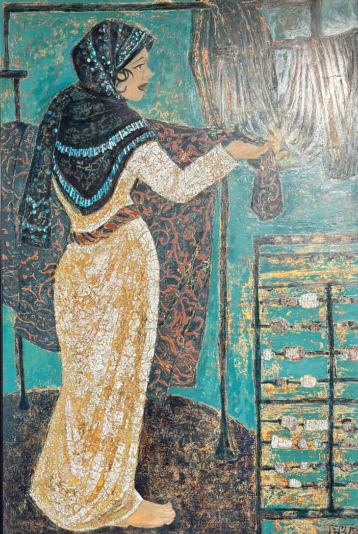 Khi tà áo dài trở thành ‘toan vẽ’ của nữ họa sĩ - Ảnh 10. áo dài - Ảnh 10.