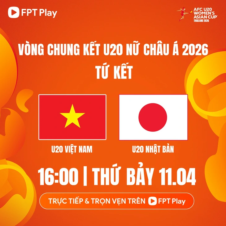 Lịch trực tiếp tứ kết U20 nữ châu Á: Việt Nam đấu Nhật Bản - Ảnh 1.