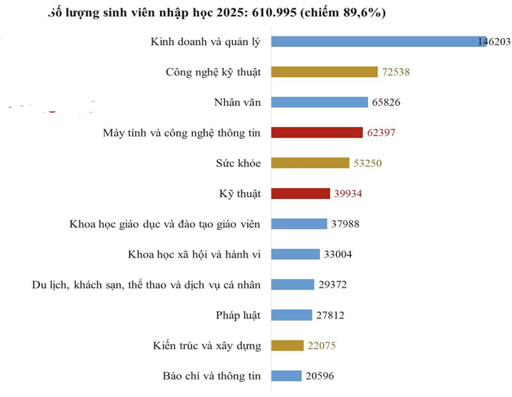 Kinh doanh - quản lý tiếp tục áp đảo về số thí sinh nhập học đại học - Ảnh 2.