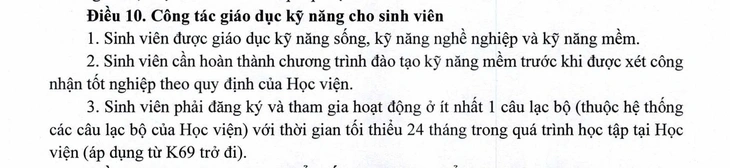 Sinh viên lo phải tham gia câu lạc bộ 24 tháng mới được tốt nghiệp, nhà trường nói gì? - Ảnh 2.