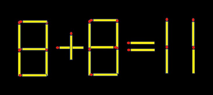 Thử tài IQ: Di chuyển một que diêm để 8+8=11 thành phép tính đúng - Ảnh 1.