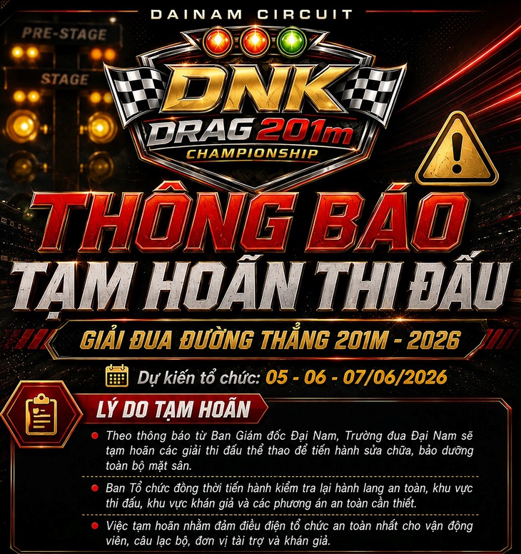 Giải đua xe mô tô đường thẳng 201 ở Đại Nam tạm hoãn - Ảnh 1.