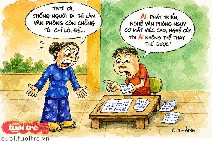 Chồng tự tin với công việc không thể bị AI thay thế - Ảnh 1.