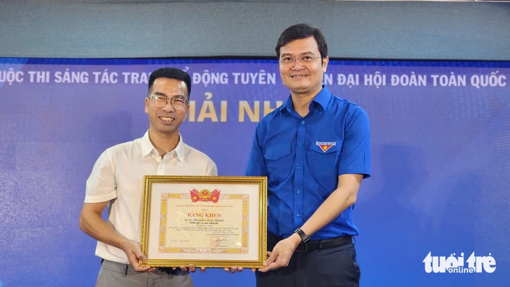 Nguyễn Duy Thành giành giải nhất thi Sáng tác tranh cổ động, tuyên truyền Đại hội Đoàn toàn quốc - Ảnh 1. Nguyễn Duy Thành giành giải nhất thi Sáng tác tranh cổ động, tuyên truyền Đại hội Đoàn toàn quốc - Ảnh 1.