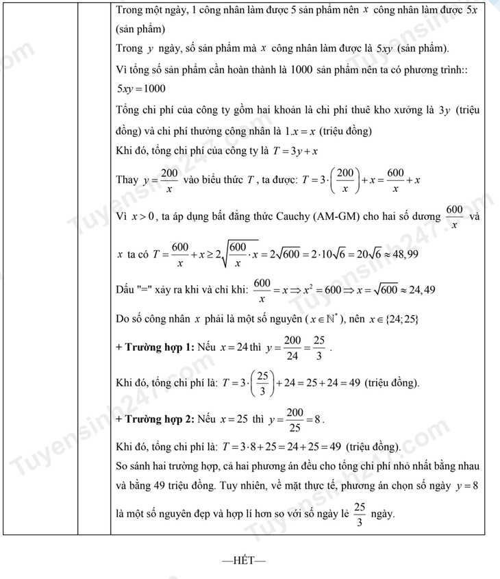 Gợi ý bài giải 24 mã đề môn toán thi lớp 10 Hà Nội - Ảnh 7.