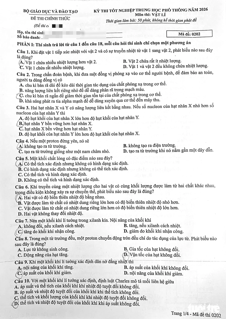 Đề vật lý - Ảnh 1.