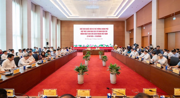 Thủ tướng Lê Minh Hưng, Chủ tịch Quốc hội Trần Thanh Mẫn gặp mặt lãnh đạo các cơ quan báo chí - Ảnh 4.