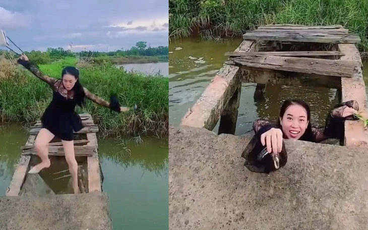 Cầu nông thôn ở An Giang bị sập nhịp giữa, 3 chiếc xe và người dân bị rớt xuống kênh - Ảnh 2.
