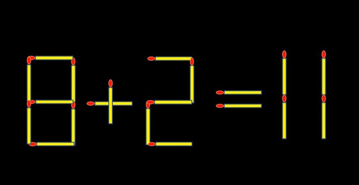 Thử tài IQ: Di chuyển một que diêm để 8+2=11 thành phép tính đúng - Ảnh 1.