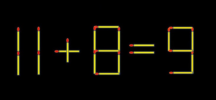 Thử tài IQ: Di chuyển một que diêm để 11+8=9 thành phép tính đúng - Ảnh 1.