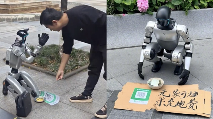 Quá lắm rồi, 'robot ăn xin' bất ngờ xuất hiện trên đường phố Trung Quốc - Ảnh 1.