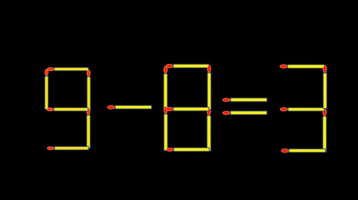 Thử tài IQ: Di chuyển một que diêm để 9-8=3 thành phép tính đúng - Ảnh 1.